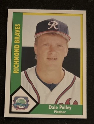 1990 CMC AAA Dale Polley Minor League Baseball Card #3 Richmond Braves Pitcher - Image 1 of 2
