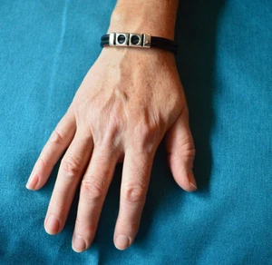 VINTAGE MINAS SPIRIDIS STERLINGSILBER & LEDER MINIMAL MODERN ARMBAND UNISEX - Bild 1 von 11