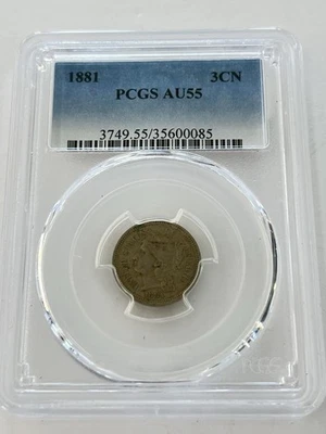 1881 3 Cent Nickel PCGS AU55 - Image 1 of 2