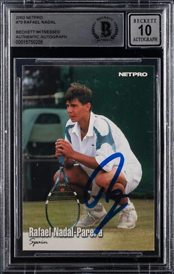 2003 Netpro #70 Rafael Nadal Rookie RC BAS Beckett Auto Grau 10 - Imagem 1 de 4