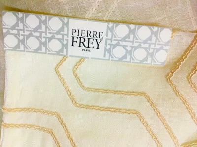 French Embroidered Geometric Designer Fabric Sample White Semi Sheer Texture 27" - Image 1 of 4