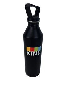 KIND Water Lightweight Metal Bottle Black 27 oz Screw Lid Hiking Clip Handle - Picture 1 of 4