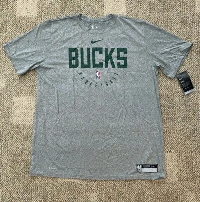 Nike Shirt Top Dry Short Sleeve NBA Milwaukee Bucks AR2539 Men's 2XLT XXL Tall - Image 1 of 2