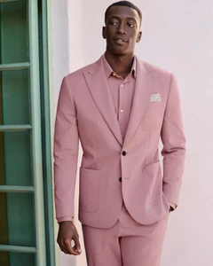 NEW EXPRESS $248 PINK SLIM PONTE KNIT SUIT JACKET SZ 44R - Picture 1 of 5