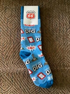 Sock Club PHILLIPS 66 Logo SOCKS Size Medium USA “Call Before You Dig” NEW - Picture 1 of 2