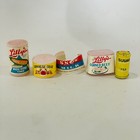 Lot de 4 poupées vintage miniatures aliments en conserve épicerie cuisine 1-2" Japon