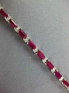 10Ct Emerald CutRuby Lab Created Diam Tennis Bracelet 14KYell Gold Plated 7.5" - Picture 1 of 6