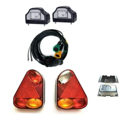 2x Trailer Lighting Bayonet Protection License Plate Light 13 Pin Wiring Harness 5m - Image 1 of 4