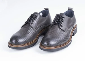 SCARPA ELEVEN ARTIGIANALI IN PELLE GRIGIO CON LAVORAZIONE INTRECCIATA - Foto 1 di 6
