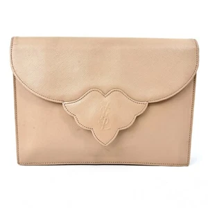 Auténtico bolso de mano YVES SAINT LAURENT vintage de cuero beige #651 - Imagen 1 de 13