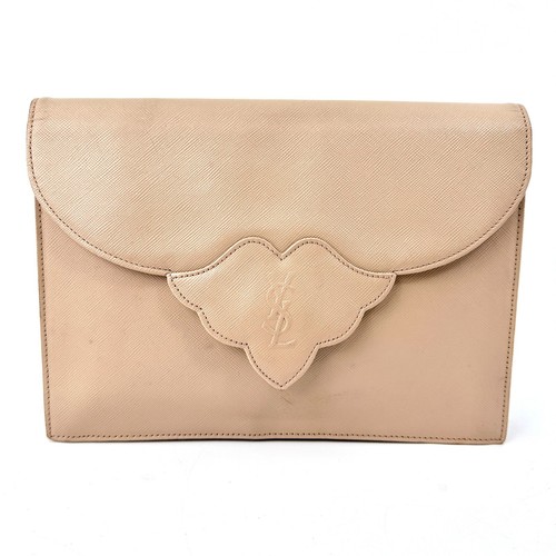 SAINT LAURENT (YSL) YVES SAINT LAURENT pochette vintage borsa a mano pelle beige autentica #651