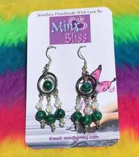 Malachite & Opalite Crystal Earrings Sterling Silver Handmade