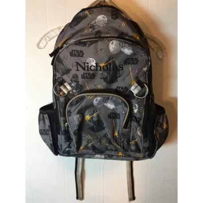 Mochila Pottery Barn Niños Monograma Nicholas Star Wars Gris Estrella de la Muerte Foto 1 de 4