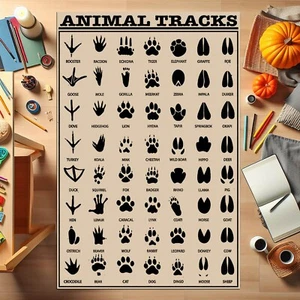 Animal Tracks Rug, Woodland Nursery Decor, Forest Rug, Kids Play Rug, - Picture 1 of 6