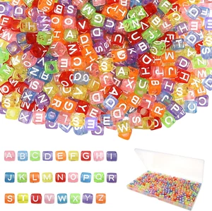 800Pcs Letter Beads Transparent Acrylic Alphabet Beads Letter a to Z Cube Beads - Picture 1 of 7