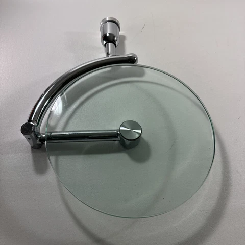 Vintage Italian Round Chrome And Glass Wheel Replacement For Table Cover