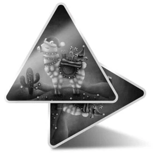 2 x Triangle Stickers  7.5cm - BW - Christmas Llama Alpaca Festive Cactus  #3773 - Afbeelding 1 van 9