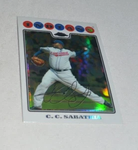2008 TOPPS CHROME - C.C. SABATHIA PITCHER CLEVELAND INDIANS # 75 REFRACTOR - Picture 1 of 4