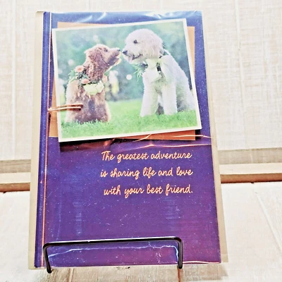 Tarjeta de boda American Greetings perros cinta dorada azul felicitaciones Foto 1 de 4