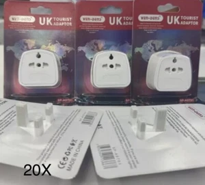 20X EU US Canada to UK Tourist Travel Plug Adapter 3 Pin Adapter 13 Amp Fused - Picture 1 of 1