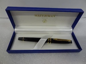 Vintage Waterman Expert II Rollerball Pen w/Cap Black Gold Trim 40021 w/ Box - Picture 1 of 14