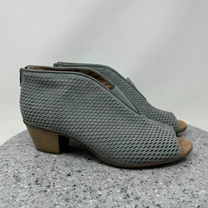 Earth Origins Booties Womens 10 W Wide Blue Leather Peep Toe Carlon Carmen Shoes - Picture 1 of 21