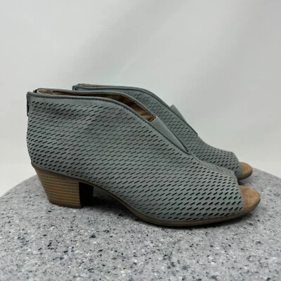 Ботинки женские Earth Origins ширина 10 W синие кожаные с открытым носком туфли Carlon Carmen - Изображение 1 из 4