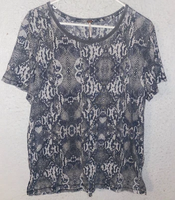 Camiseta Free People Tourist Gris Estampado Serpiente Manga Corta Burnout Para Mujer S Boho Foto 1 de 4