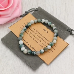 TREE AGATE Bracelet Stretch Fit Handmade +Gift Bag & Card Crystal Gemstone 6mm - Picture 1 of 5