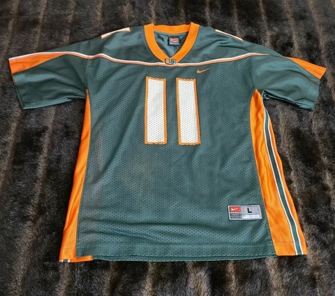Nike Miami Hurricanes Youth Boys Large Green Jersey #11 Cover