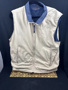 VTG Tommy Hilfiger GOLF Mens Large Packaway Tan Spring/Fall Vest Lined MARKING - Picture 1 of 21