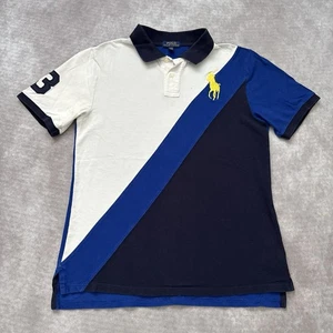 YOUTH Polo Ralph Lauren Big Pony Shirt Size XL 18-20 Color Block Blue Striped    - Picture 1 of 12