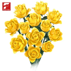 12 PIEZAS Rosa Bloque Planta Ramo Color Simulado Rosas Flores Modelo YE - Imagen 1 de 7