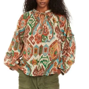 LOVE THE LABEL Anthropologie Top Relaxed Puff Sleeve Artsy Boho Cottagecore, M - Picture 1 of 12