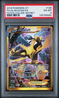 2016 Pokemon Xy Fates Collide Alakazam EX #125 Fa Full Art Secret Rare PSA 6 - Image 1 of 2