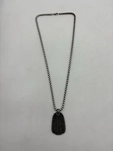 David Yurman Alligator Tag Pendant Necklace Sterling Silver & 18K Gold 24" 53.7g - Picture 1 of 6