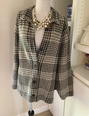 J.Jill Sweater, Size 3X, NEW, Org. 119.00, Cardigan/ Jacket, Brown Ivory Plaid, - Image 1 of 4