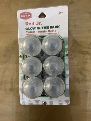 Glow In The Dark Ping Pong Balls Red Jr Table Tennis Balls 40 mm 6 Pack New - Image 1 of 2