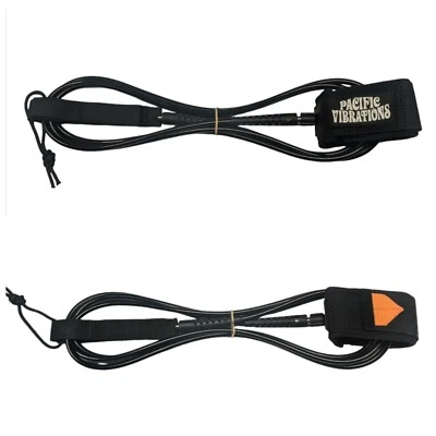 Pacific Vibrations Surfboard Ankle leash 8FT Black 7mm double swivels  8' Ft - Image 1 of 4