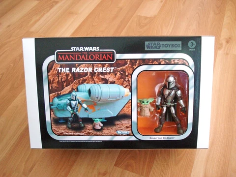 Star Wars ToyBox RAZOR CREST  Grogu & Mandalorian in Custom Vintage Kenner Box Cover