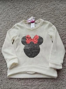 New Disney Minnie Mouse Sequin Sweater Size 5 NWT Girls Winter White - Picture 1 of 12