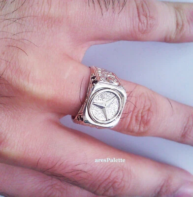 Mercedes Benz Personalized Men Ring - 925 Silver Handmade V - 2 - Image 1 of 4