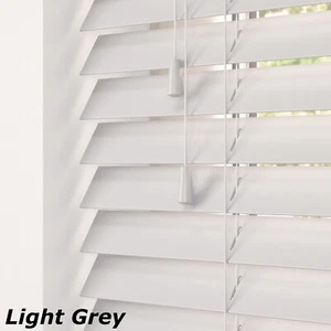 Grey Faux Wood Wooden Venetian Blinds 50mm Slats White Grey Grained Tailor Made - Picture 1 of 24