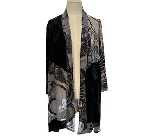 Chico’s Travelers Collection Velvet Peacock Burnout Kimono Womens  0 Small NEW - Picture 1 of 9