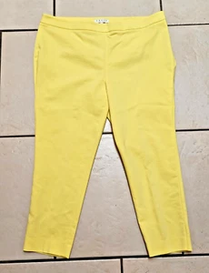 Chaus NY Vibrant Yellow Capri Ankle Pants Womens 16 Stretch Cotton High Rise - Picture 1 of 7
