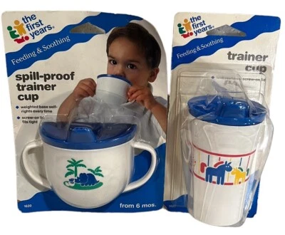 Vtg 1992 ‘The First Years’ Trainer Cups X2~NIP~90s Baby Sippy~Kiddie Products - Image 1 of 4