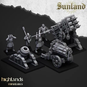 Sunland Artillery for Fantasy Wargaming by Highland Miniatures Volley Gun Mortar - Picture 1 of 11