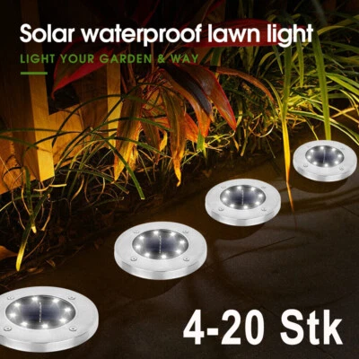 LED Solarlampe Bodenstrahler 8LEDs Außenleuchte Bodeneinbaustrahler Bodenleuchte - Bild 1 von 4