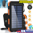 Portable Solar Bank Power Battery Charger 2 USB LED For Mobile Phone 30000mAh