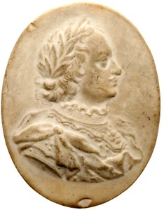 Russia Russian White Porcelain Medallion. 18 Century. Peter the Great. Medal. - Picture 1 of 2